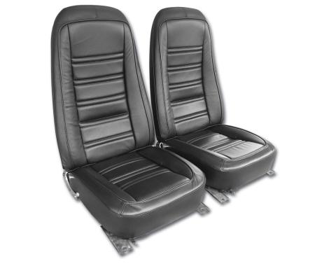 CA 1976-1978 Chevrolet Corvette Mounted Seats, Black Leather Vinyl 419720M
