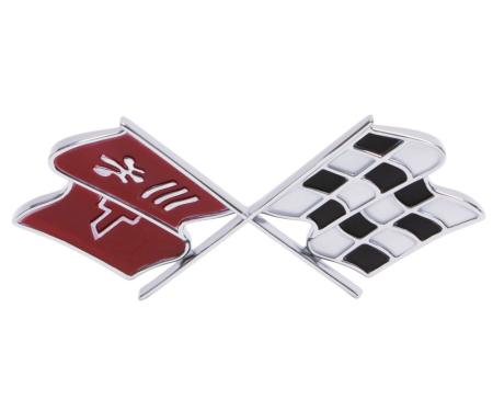 Trim Parts 1968 Chevrolet Corvette Fuel Door "X-Flag" Emblem, Each 5954