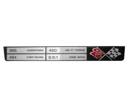 Trim Parts 1971 Chevrolet Corvette Engine Data "454/365/460/8.5:1" Plate, Each 5909