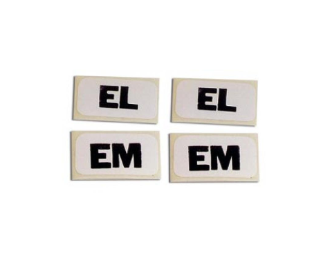 Corvette Labels, Shock Standard Suspension, 4 Piece Set, 1964-1965
