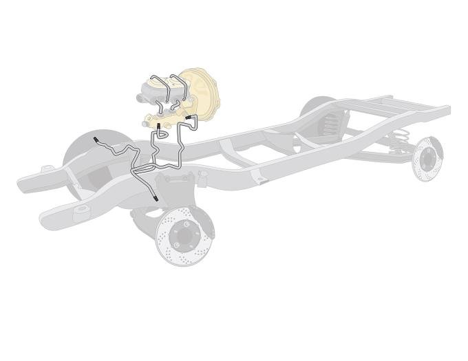 Right Stuff 1963-64 Chevrolet Corvette, Pre-Bent OE Steel Front Brake Line Kit VKT6302