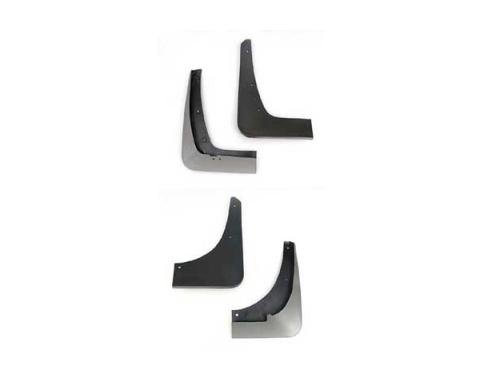 Corvette Splash Guards, Body Contoured, Front & Rear, Machine Silver, Altec, 2005-2008