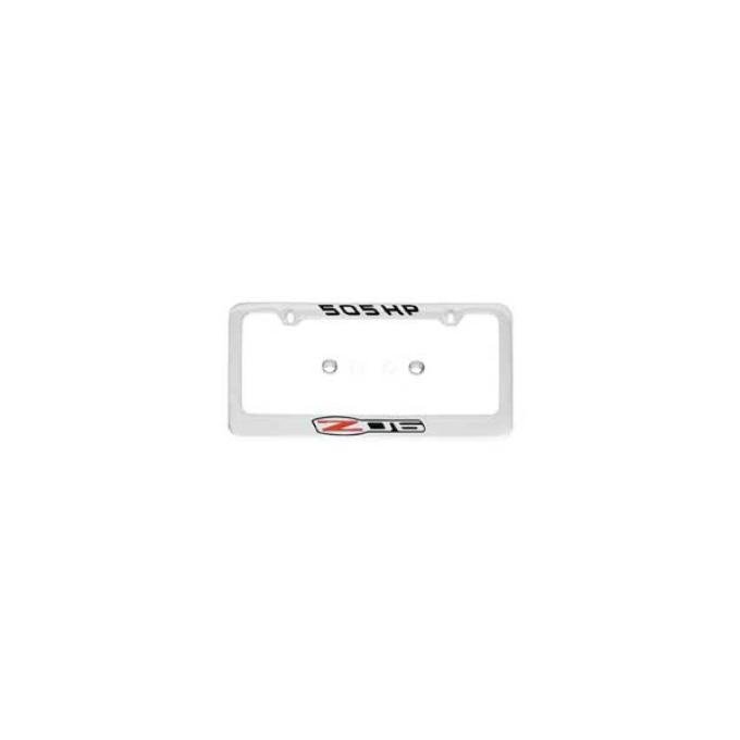 Corvette Rear License Plate Frame, With Z06 505hp Logo, Chrome, 2006-2013