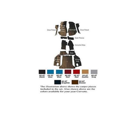 Auto Custom Carpet, Carpet Set, Mass Back Cut-Pile, Coupe, ACC| 38311 Corvette 1984-1987