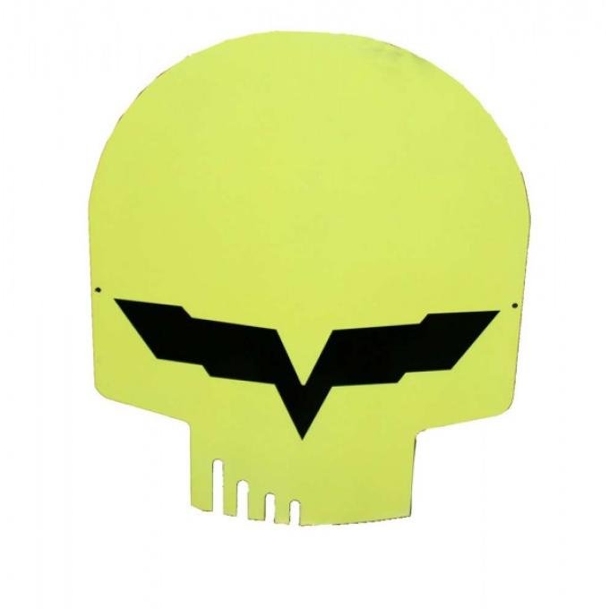 Corvette Jake Metal Magnet, Yellow Head Skull, 4" X 3"