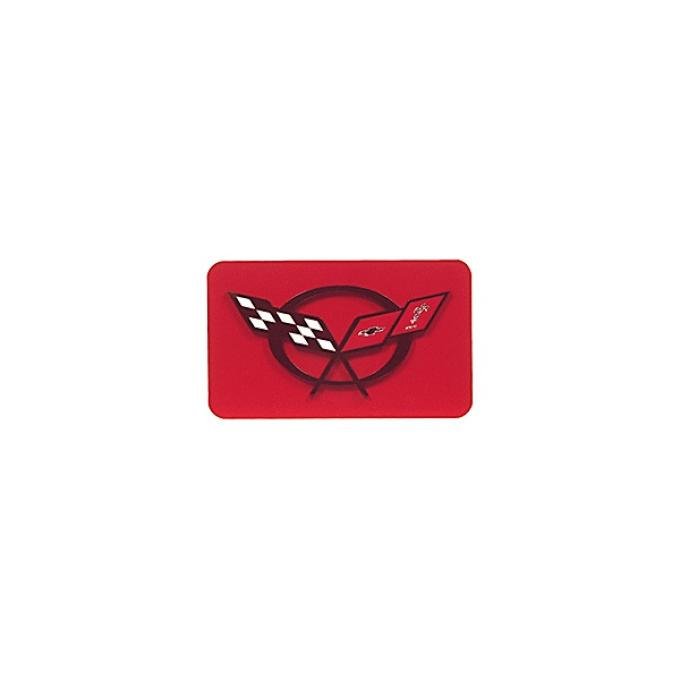 Corvette Exhaust Plate, Torch Red with C5 Logo, 1997-2004