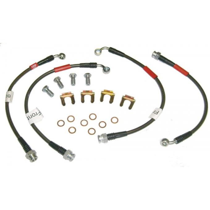 Corvette Brake Hose Set, Braided Stainless Steel, Graphite,1994-1996