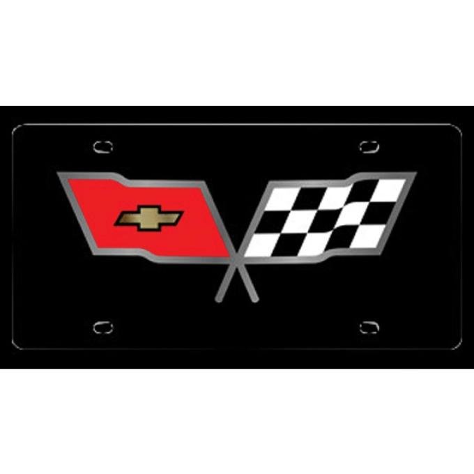 Corvette License Plate, Acrylic, With C3 Crossed-Flags Logo, 1968-1982