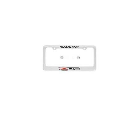 Corvette Rear License Plate Frame, With Z06 505hp Logo, Chrome, 2006-2013