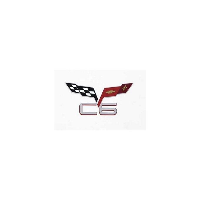 Corvette C6 & Crossed-Flags Decal, 3" Wide x 1-1/2" High, 2005-2013