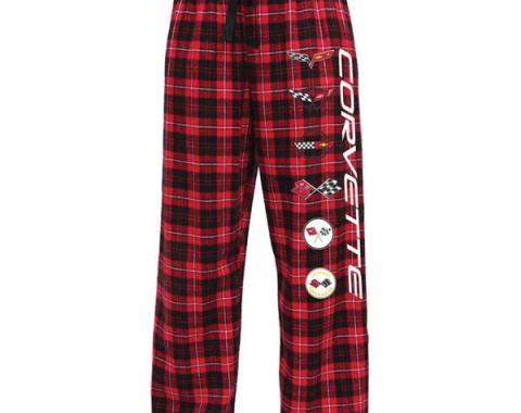 Corvette Ladies Flannel Pajamas With Corvette Generations Decals