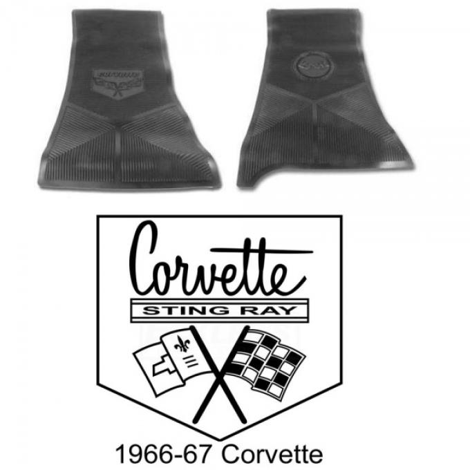 Legendary Auto Interiors Ltd Rubber Floor Mats, With C2 Logo| 25-13661 Corvette 1966-1967