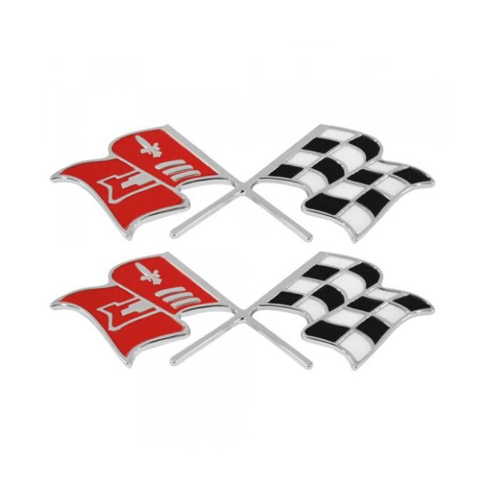 Trim Parts 58-60 Corvette Front Fender X-Flag Emblem, Pair 5155