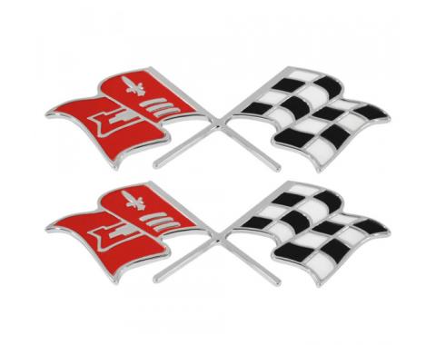 Trim Parts 58-60 Corvette Front Fender X-Flag Emblem, Pair 5155