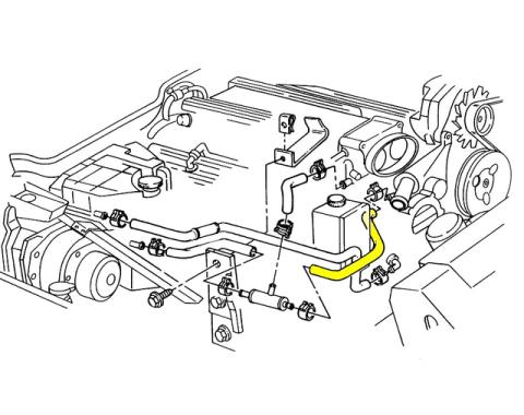 Corvette Throttle Body Heater Hose, Inlet LT1, 1992-1994
