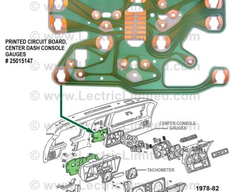 Lectric Limited 1977-1982 Chevrolet Corvette Printed Circuit Board: Center Dash Console Gauges 25015147