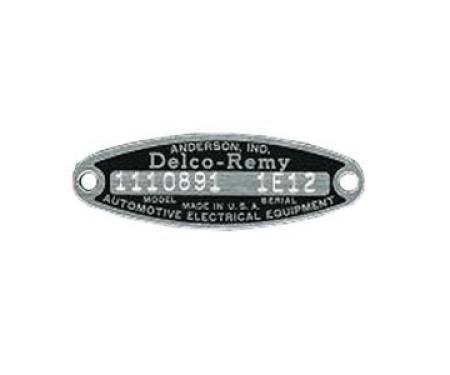 Corvette Distributor Tag (Black Delco), with Number & Date. 1953-1962