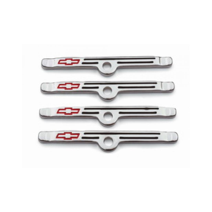 Corvette Chrome Valve Cover Hold Down Clip, With Bowtie Emblem, 1963-1982