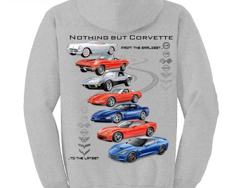 Corvette Hoodie Sweatshirt, Nothing But Corvette, Sport Gray