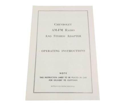 68-76 Radio Operating Instructions - AM/FM Stereo Radio