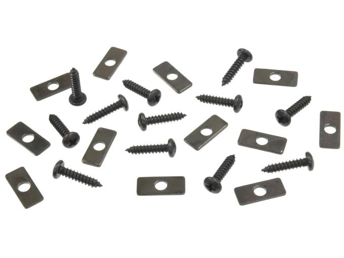 68-75 Hardtop Weatherstrip Fastener Kit - 12 Retainers With Screws