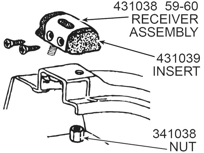 59-60 Hardtop Receiver - With Rubber Insert And Mounting Kit