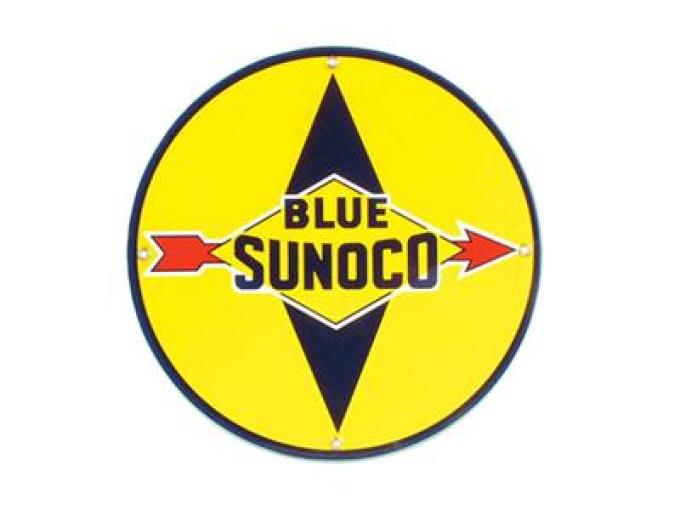 Porcelain Sign - Blue Sunoco 12" Round