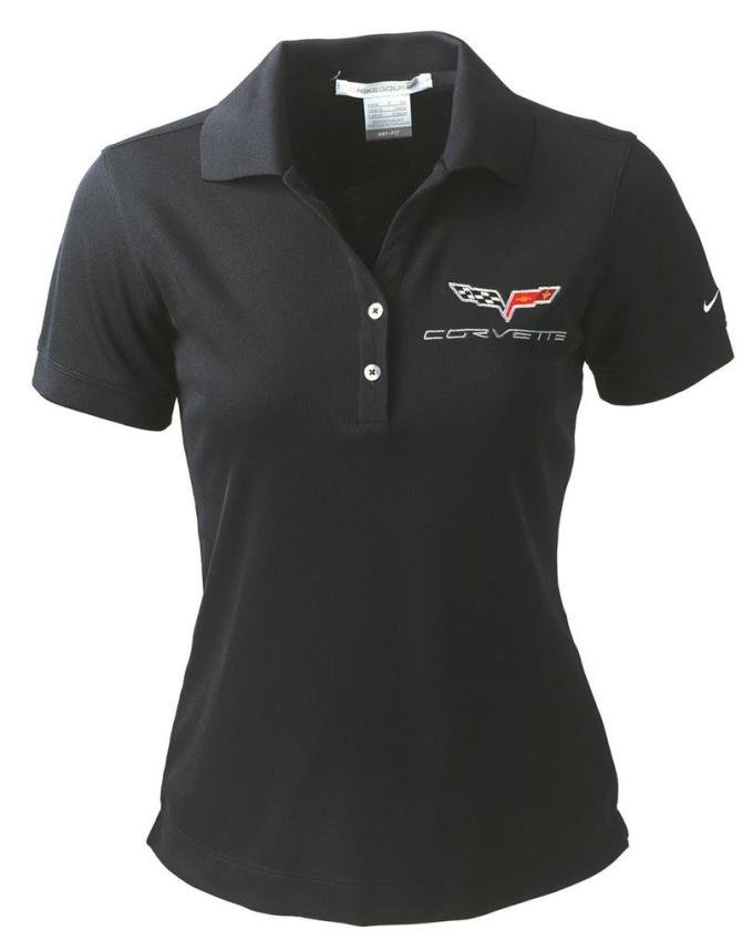 C6 Corvette Ladies Nike Dri Fit Black Polo Shirt