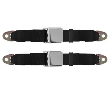 Seatbelt Solutions 1963-1967 Corvette Universal Lap Belt with Chrome Lift Latch, Pair