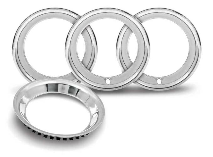 OER 15" Stainless Steel 2-1/4" Deep Rally Wheel Trim Ring Set for Reproduction Wheels Only *TR3125