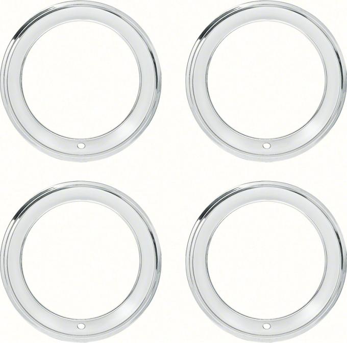 OER 15" Stainless Steel 2-3/8" Deep Step Lip Rally Wheel Trim Ring Set for Reproduction Wheels 3901708
